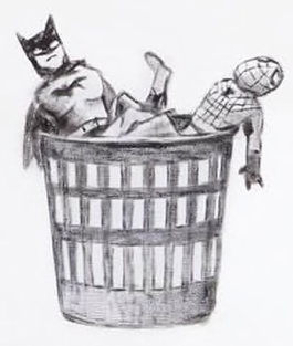 Batman_Spiderman_papelera